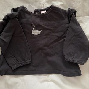 Zara dark gray Top with Embroidery